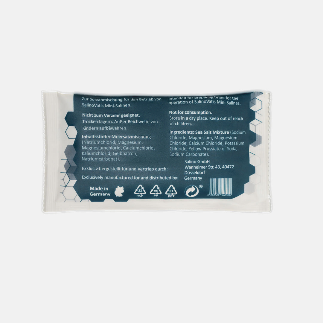 Rückseite der Salino FUSION Verpackung mit Inhaltsstoffen und Anwendungshinweisen